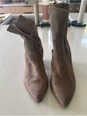 Dolce Vita Taupe Suede Pointed Ankle Booties